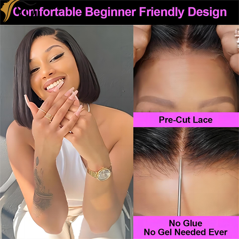 hot selling Glueless Bob Wig Ready To Wear Straight Transprent 4x4 Lace Closure Wigs For Women Human Hair_voghion.com