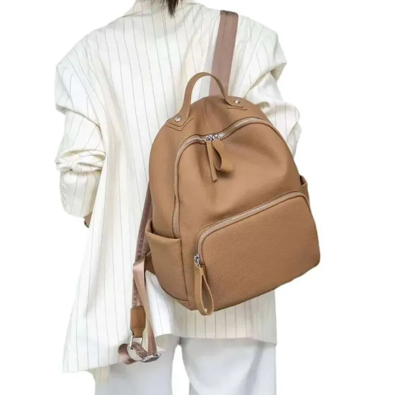 Designer Große Kapazität Echtes Leder frauen Rucksack Togo Kuh Pendler Computer Student Bookbag Reise Doppel_voghion.com