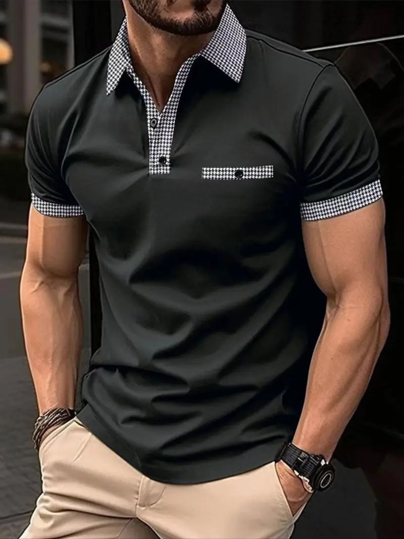 Herrenbekleidung Sommermode 3D-Digitaldruck Revers Lose Lässig Kurzarm Poloshirt mit Knopf_voghion.com
