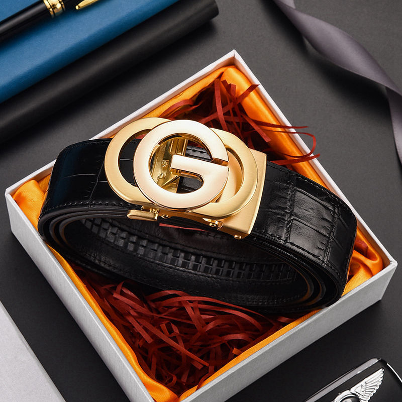 2023 New Selling G Belt Men's Genuine Leather Crocodile Pattern Automatic Buckle Belt Cowhide Fashion Business Simplicity Trend_voghion.com