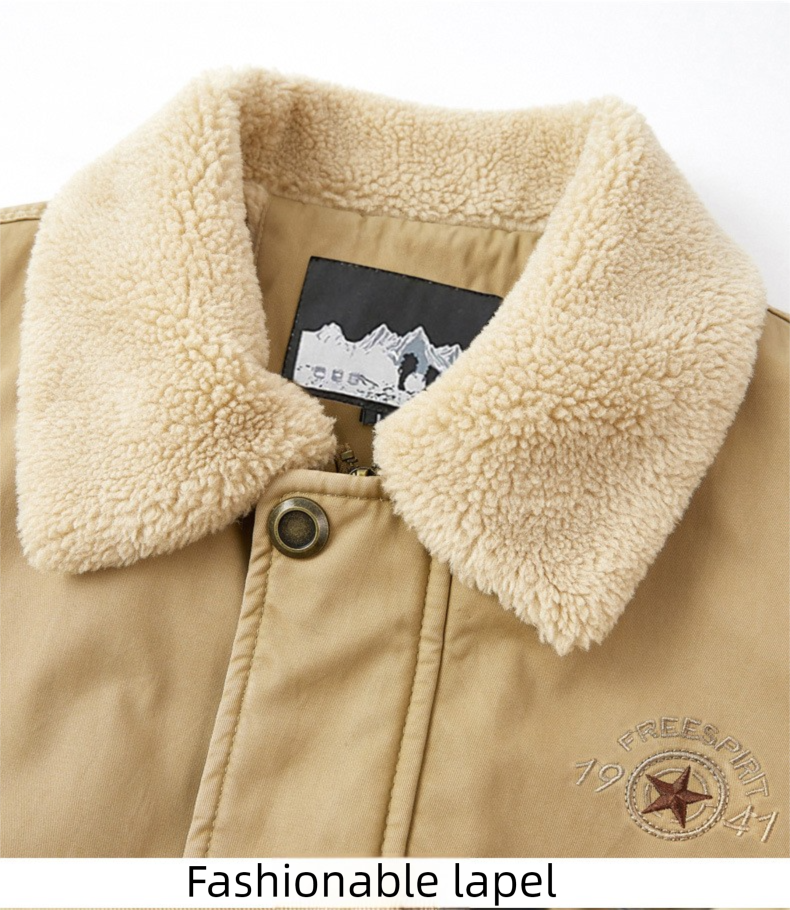 Giacca da uomo in cotone con lana di agnello, giacca invernale foderata in pile, vestibilità ampia, taglie forti, mezza età, calda, casual, anziani_voghion.com
