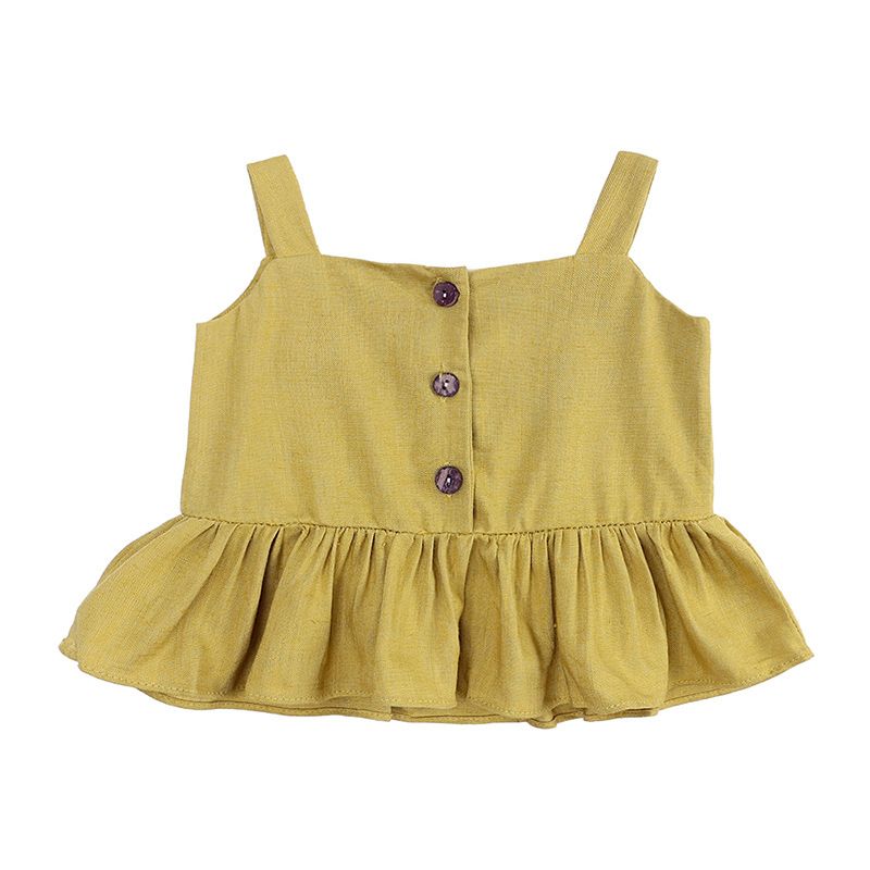 Kinderkleding Meisjespakken Zomer Nieuwe Versie Babymeisje Vierhoek Ruffle Broek Mouwloze Tops Twee Stukken_voghion.com