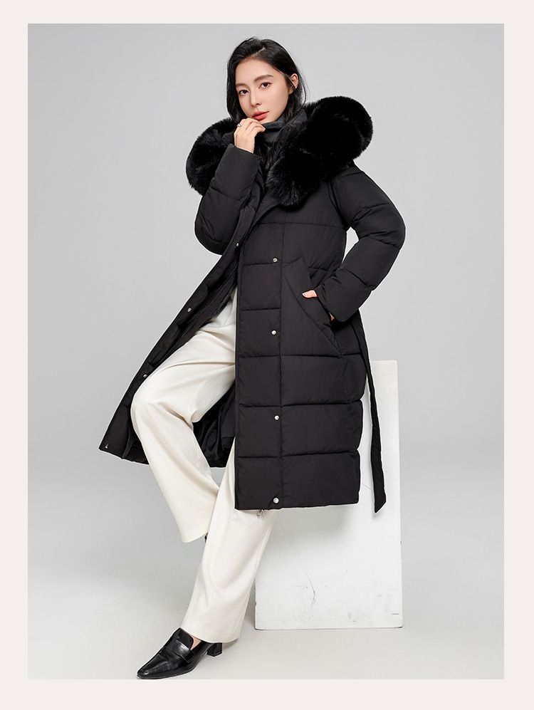 Luxuriöser Parka mit abnehmbarer Kunstpelzkapuze – Knielanger gesteppter Puffermantel (Khaki/Schwarz/Creme/Kaffee, M-XXL)_voghion.com