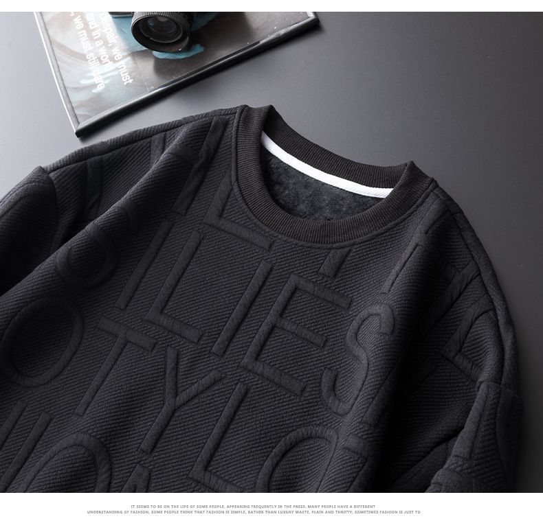 Felpa con cappuccio da uomo con scollo rotondo caldo e spesso, felpa primaverile e autunnale, top da uomo a maniche lunghe, marchio alla moda, abbigliamento invernale, maglietta da fondo_voghion.com