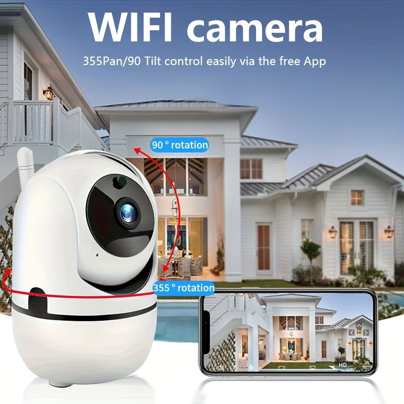 1080P WiFi-Sicherheitskamera mit Nachtsicht, geeignet für die Überwachung von Innenräumen und die Fernüberwachung_voghion.com