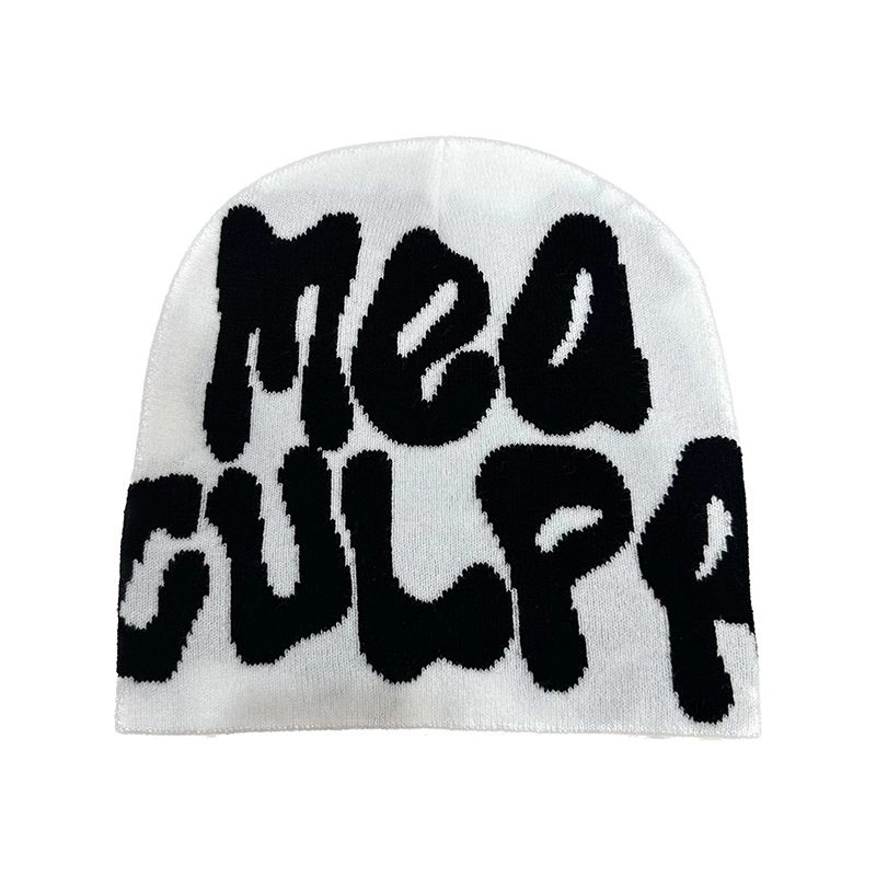 Berretto invernale caldo in jacquard lavorato a maglia con lettere hip-hop Mea, unisex_voghion.com