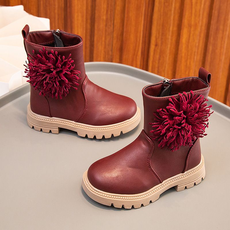 Mädchenschuhe, Lederkinderblume, 2024 Herbst und Winter neue Single Princess-Mittelsohlenstiefel, Martin-Stiefel_voghion.com