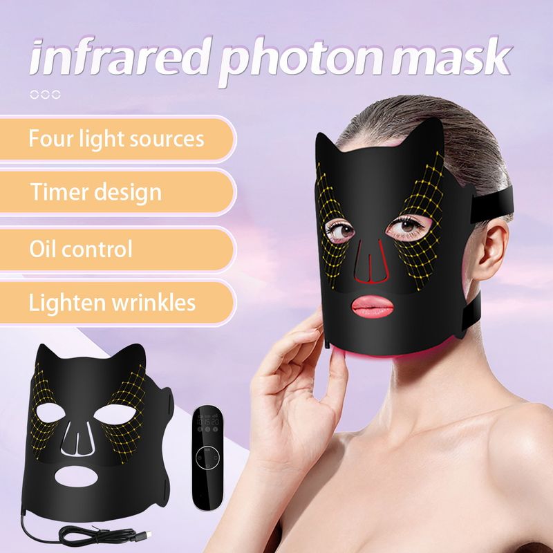 Strumento di bellezza per maschera in silicone con luce rossa e blu a LED per ringiovanimento fotonico, serraggio, sbiancamento_voghion.com