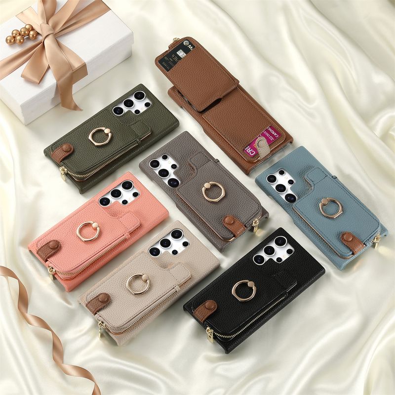 Attiecas uz Samsung s24ultra Dragon Year Lichee Pattern Oil Edge Card Bag mobilā tālruņa futrālis A55 uz augšu un uz leju Flip A15 aizsargmaciņš_voghion.com