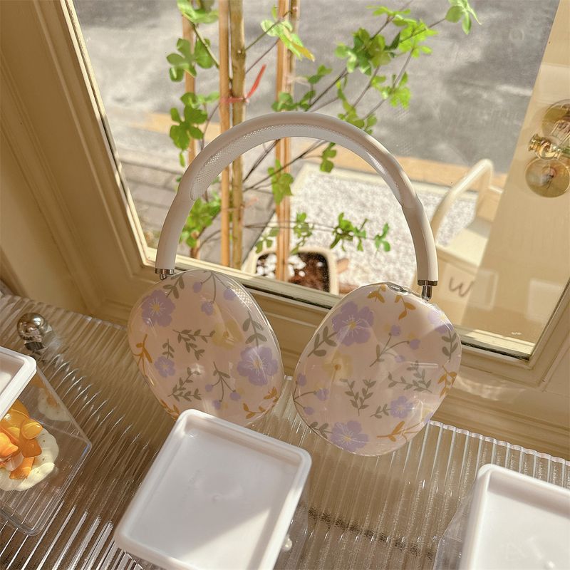 Koreanischer Stil Lila Floral Airpods Max Schutzhülle für Headset Ohrkappe Ohr Mover Kopfhörer Fall IMD_voghion.com