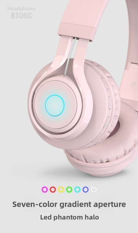 Jaunas bezvadu gaismu izstarojošas Bluetooth austiņas ar spēcīgu basu bērniem, meitenēm, jaukas sporta un spēļu austiņas_voghion.com