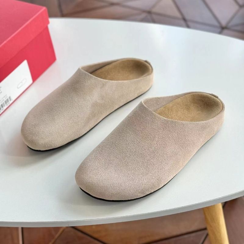 No Standard 2025 New Shoes, Women's Genuine Leather Bag, Half Slippers, Flat Bottom For Wearing, Lazy Person, One Foot,_voghion.com
