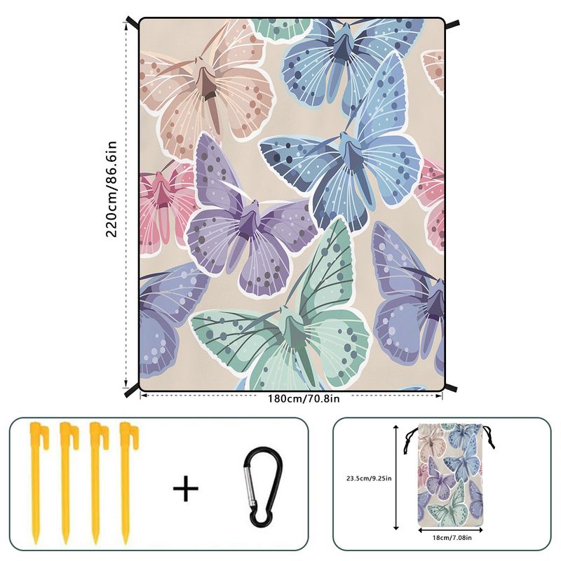 Picknickmatte mit Cartoon-Schmetterling – wasserdicht und tragbar (150 x 200 cm, leicht, sandabweisend, für Outdoor, Strand und Camping)_voghion.com