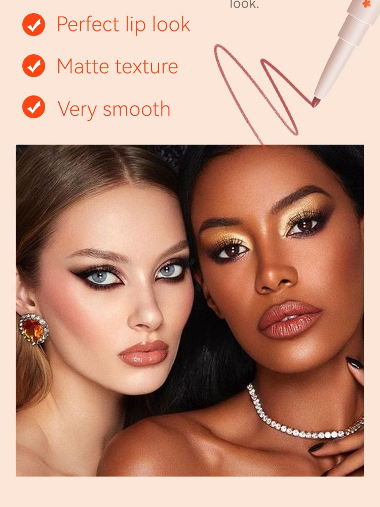 MLSMILE Dual Head Lipstick Pen Waterproof, Non Smearing, Long Lasting And Color Developing Two In One Lip Liner_voghion.com
