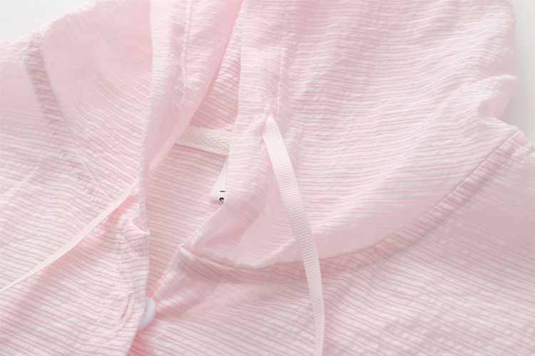 Ιαπωνική μόδα Artistic Fresh αντιγηραντικό κοντό παλτό με ρίγες και κουκούλα, γυναικείο, μακρυμάνικο, σιφόν, αντηλιακή προστασία_voghion.com