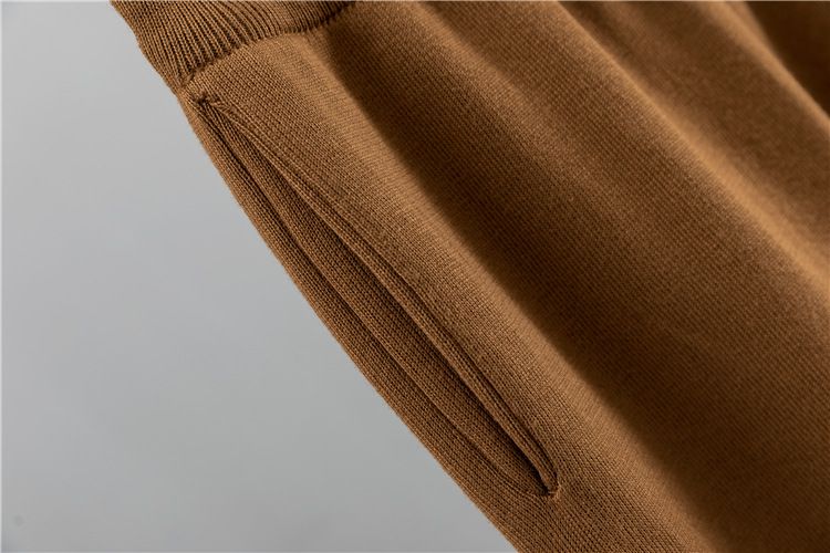 Lockerer Rautenpullover für Damen, zweiteiliger Anzug, gestrickte Hose mit weitem Bein_voghion.com