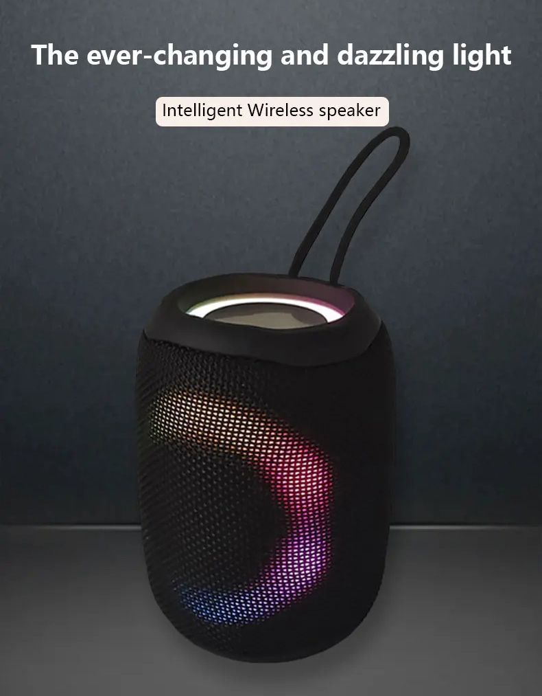 Mini Stereo Bluetooth Speaker With 5 LED Light Modes IPX5 Waterproof TF Card U Disk AUX FM Playback Mode Wireless HIFI_voghion.com