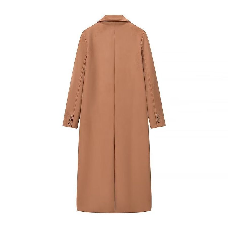 Damen-Wildledermantel mit langen Ärmeln, doppelreihig, lang_voghion.com