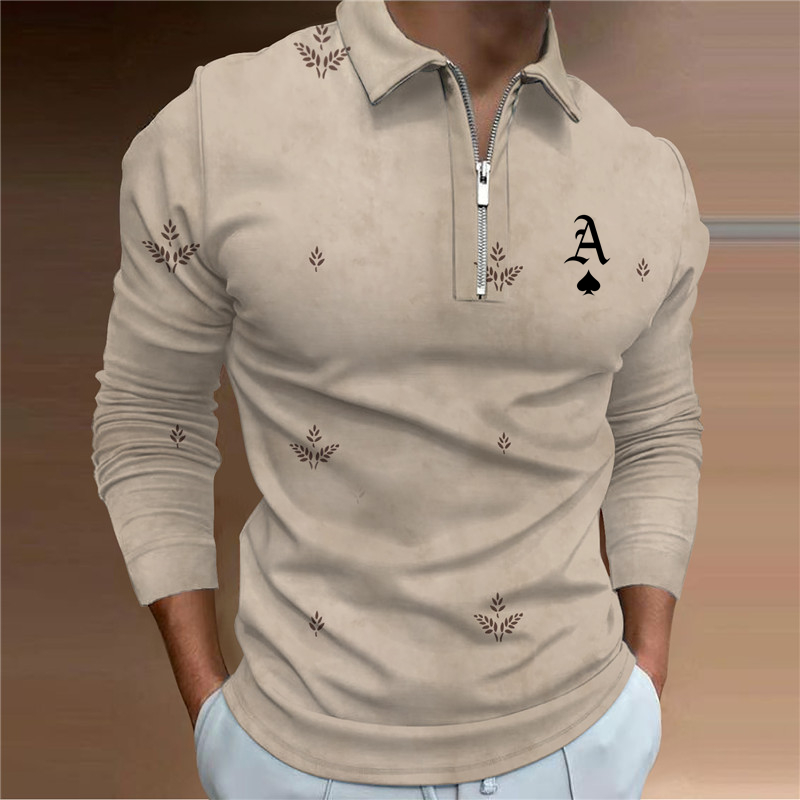 Golf-Shirt für Herren, lässig, modisch, Buchstabe K und A, 3D-gedrucktes Polo-T-Langarm-T-Shirt_voghion.com