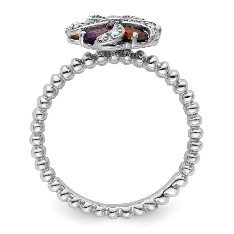 Sterling Silver Stackable Expressions Gemstone & Diamond Ring_voghion.com