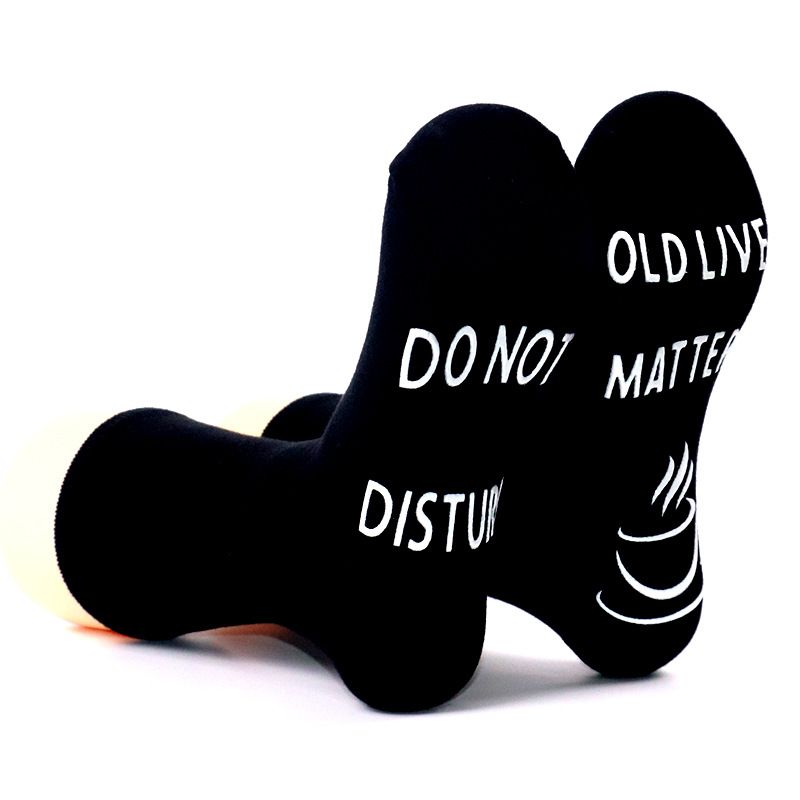 2025d 100% Cotton Mid-Calf Creative With Non-Slip Letter Sole Floor Casual Socks_voghion.com