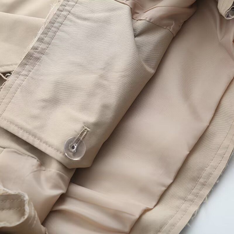 Vêtements pour femmes, style décontracté, ample avec ceinture, manches longues, coupe-vent court_voghion.com