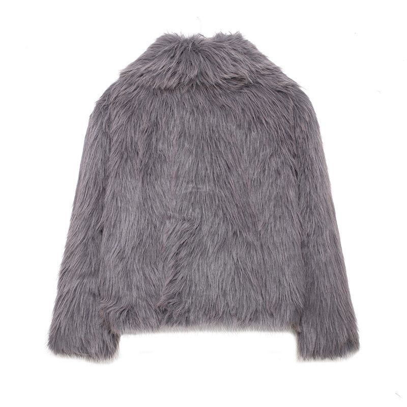 Kurzmantel mit Kunstpelzkragen für Damen – Elegante Bürokleidung, modische Oberbekleidung für Herbst und Winter (Hellleopard/Braun/Weiß/Grau/Beige/Schwarz/Weinrot)_voghion.com