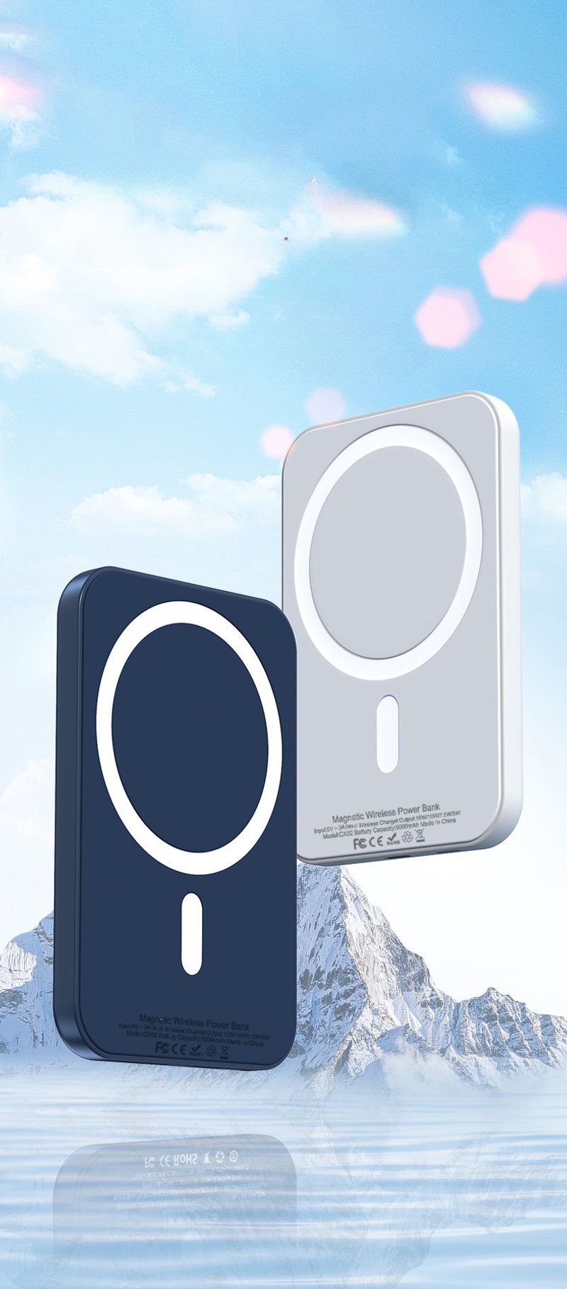 5000/10000mAh Power Bank Magnéitesch Wireless Powerbank Fir 12 13 14 Pro Max External Auxiliary Battery Pack_voghion.com