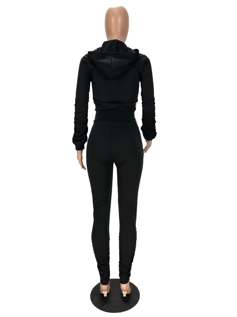 Vêtements pour femmes Mode féminine Vente chaude Lettre B Combinaison de sport plissée à fermeture éclair deux pièces_voghion.com