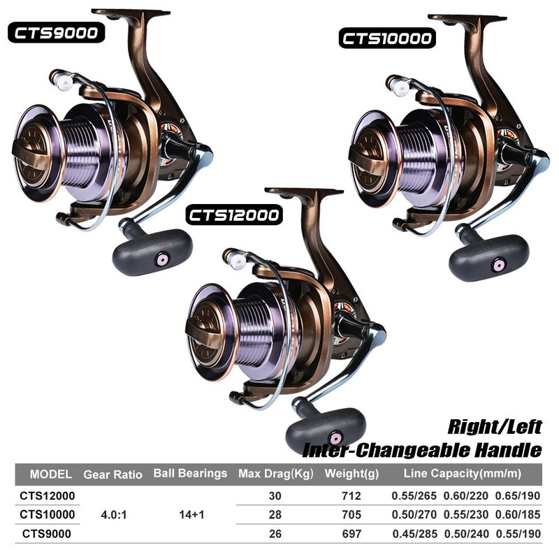 PRO BEROS Lure New CTS Full Metal Spinning 14+1 Left And Right Hand Interchangeable Long Casting Fishing Reel_voghion.com