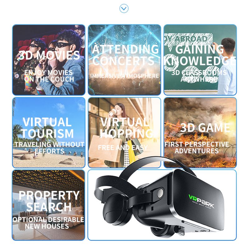 Virtual Reality VR-Brille 3D-Headset Bluetooth-Geräte Smartphone-Helmbrille Linsen Smartphone Viaar-Kopfhörer_voghion.com