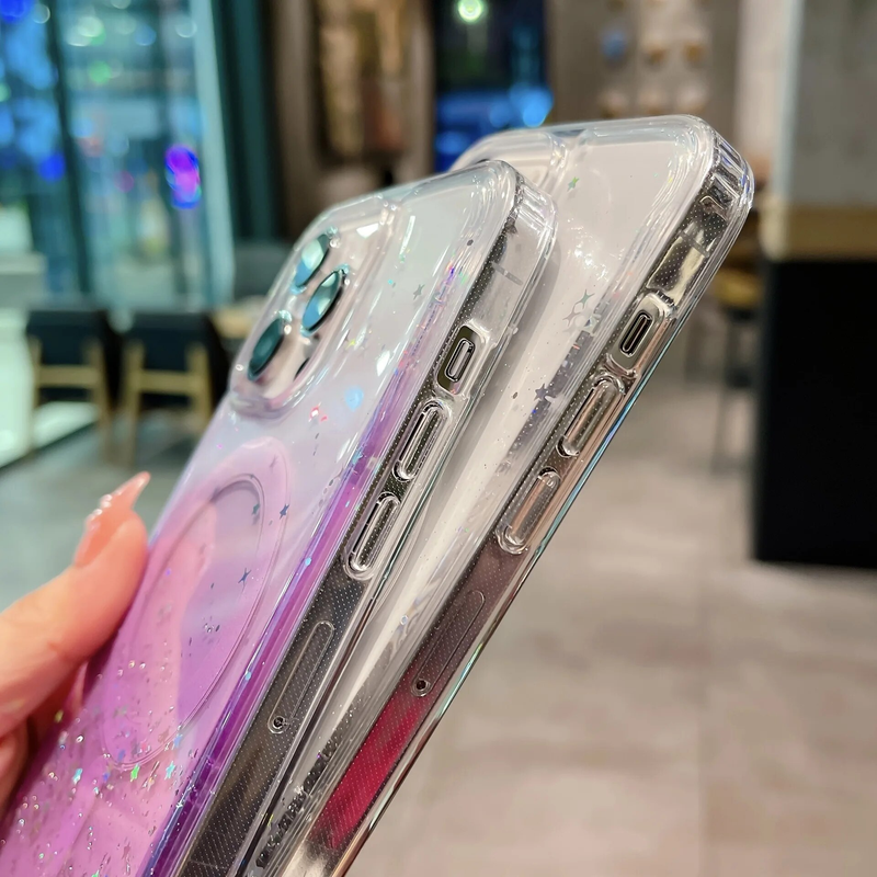 Brokatowe magnetyczne etui na telefon iPhone 15 13 12 Max Plus 15Pro iPhone15 14 Pro Gradientowe cekiny Cover Coque_voghion.com