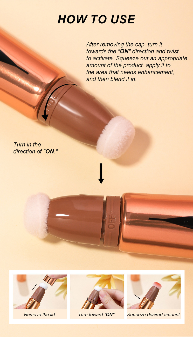 YOUNG VISION Almofada Contorno Blush Iluminador em Bastão Blush Líquido Multicolorido Maquiagem Longa Duração Acabamento Natural Portátil Multifuncional Ferramenta de Beleza_voghion.com