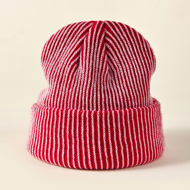 Cappello invernale in lana per esterni a righe, in acrilico, europeo e americano, per uomo e donna, con protezione per le orecchie, caldo e arricciato_voghion.com