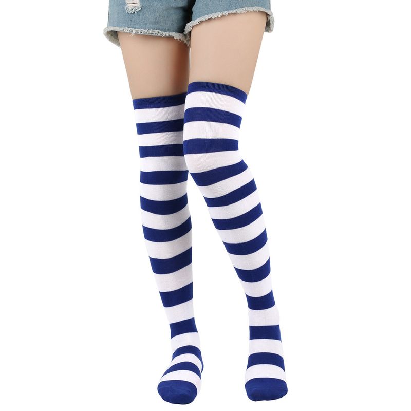 Chrëschtdag Strécken gesträifte Uewerschenkel Iwwer Knéi COS Anime Party Long Socks Fraen_voghion.com