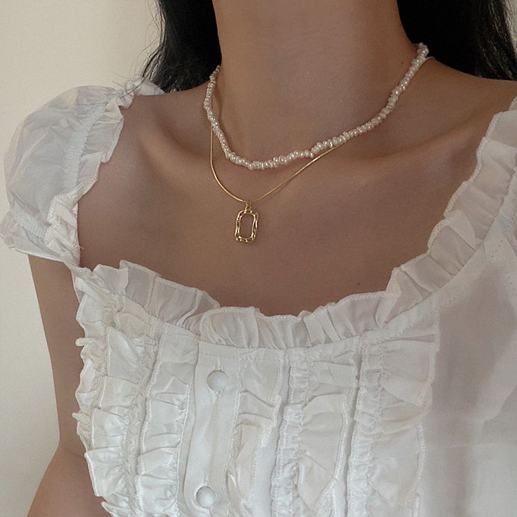 Collana con perle d'acqua dolce da donna, stile retrò francese, semplice, versatile, elegante, alla moda, con catena per clavicola_voghion.com
