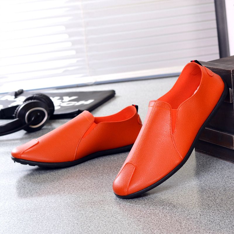 Unbeatable Quality New Spring/Summer PU Fashionable And Trendy Casual Soft Sole Bean Lazy Kick On Men's Shoes_voghion.com
