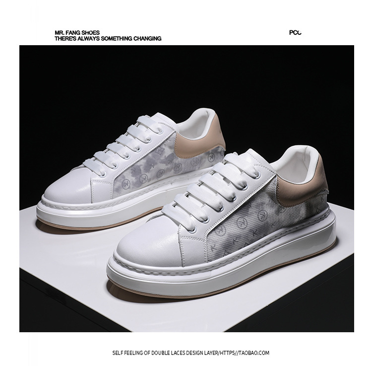 P Weiße Schuhe Herren Sommer Neue koreanische Version des dicken Bodens erhöhte lässige Eisseide atmungsaktive Mesh-Panel leuchtende Flut_voghion.com