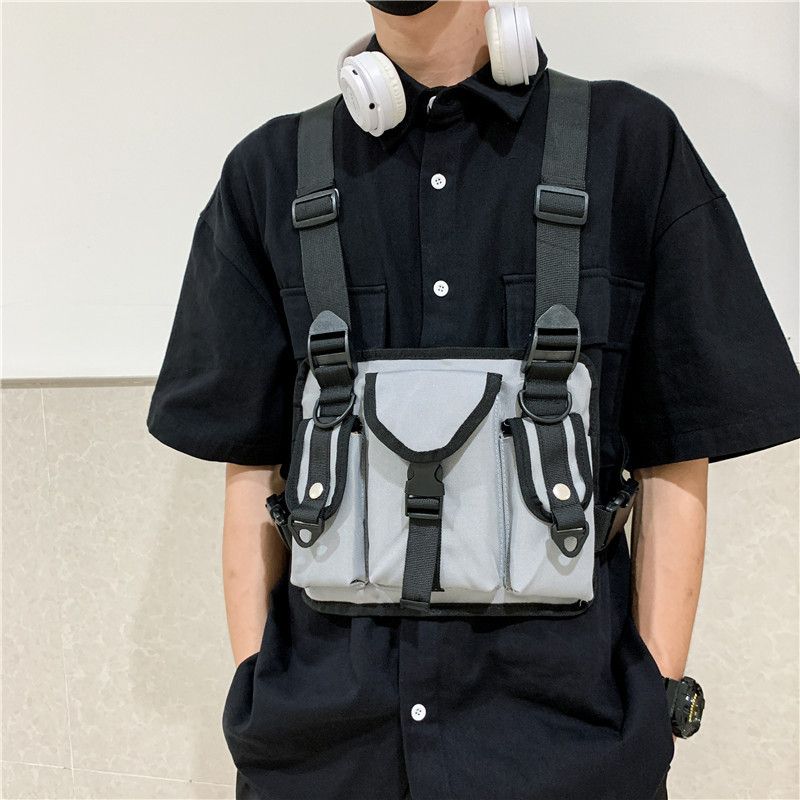 Tactical Ins Trendy Brand Functional Men's Wind Running Exercise Vest Chest Bag_voghion.com