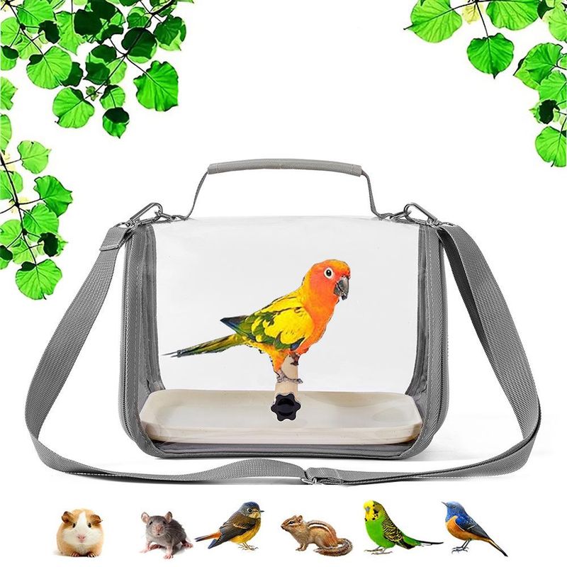 Portable Bird Travel Carrier Small Bird Parrot Pet Wood Standing Bag Cage With Side Perch Soft Mat Mesh Bird Window Accesso Z1C9_voghion.com
