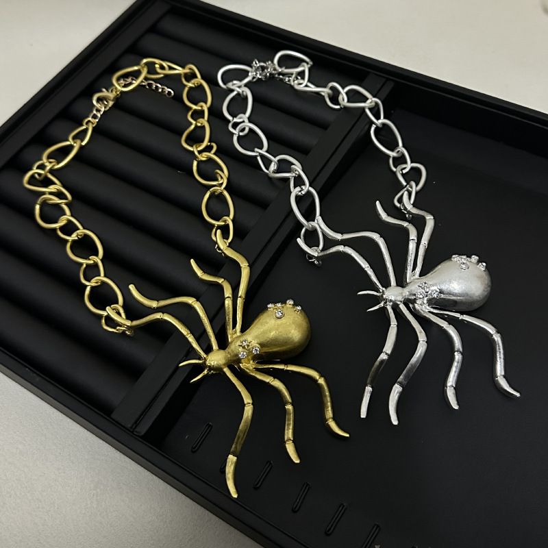 ZA Niche Overdreven Unieke Persoonlijkheid Diamanten Grote Spinnen Hanger Ketting Minimalistisch Modieus Temperament_voghion.com
