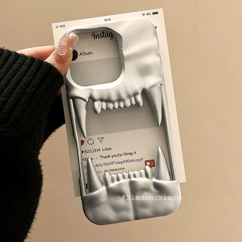 Niche Personality Hollow Tiger Tooth Wrinkle Phone Case Compatible With IPhone 16/15/14/13/12/11 Pro Max_voghion.com