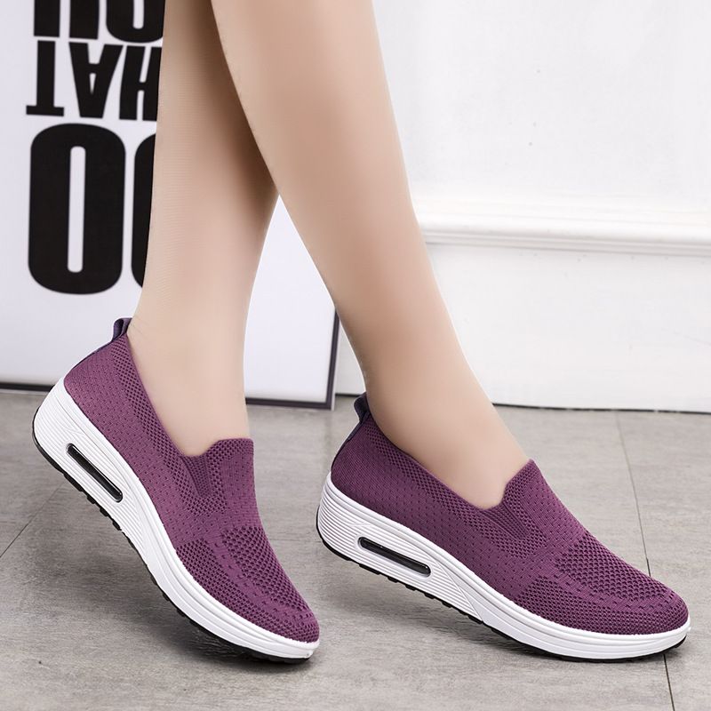 Mocassini con plateau - Slip-on con cuscino d'aria (lana leggera) - Sneakers alla moda da donna per camminare e ballare_voghion.com