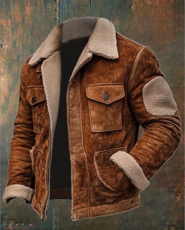 Men's Fleece Lined Zip-Up Jacket With Lapel Collar - Winter Warm Business Casual Coat For Middle-Aged Gentlemen (S-XXXXL, Coffee Brown)_voghion.com