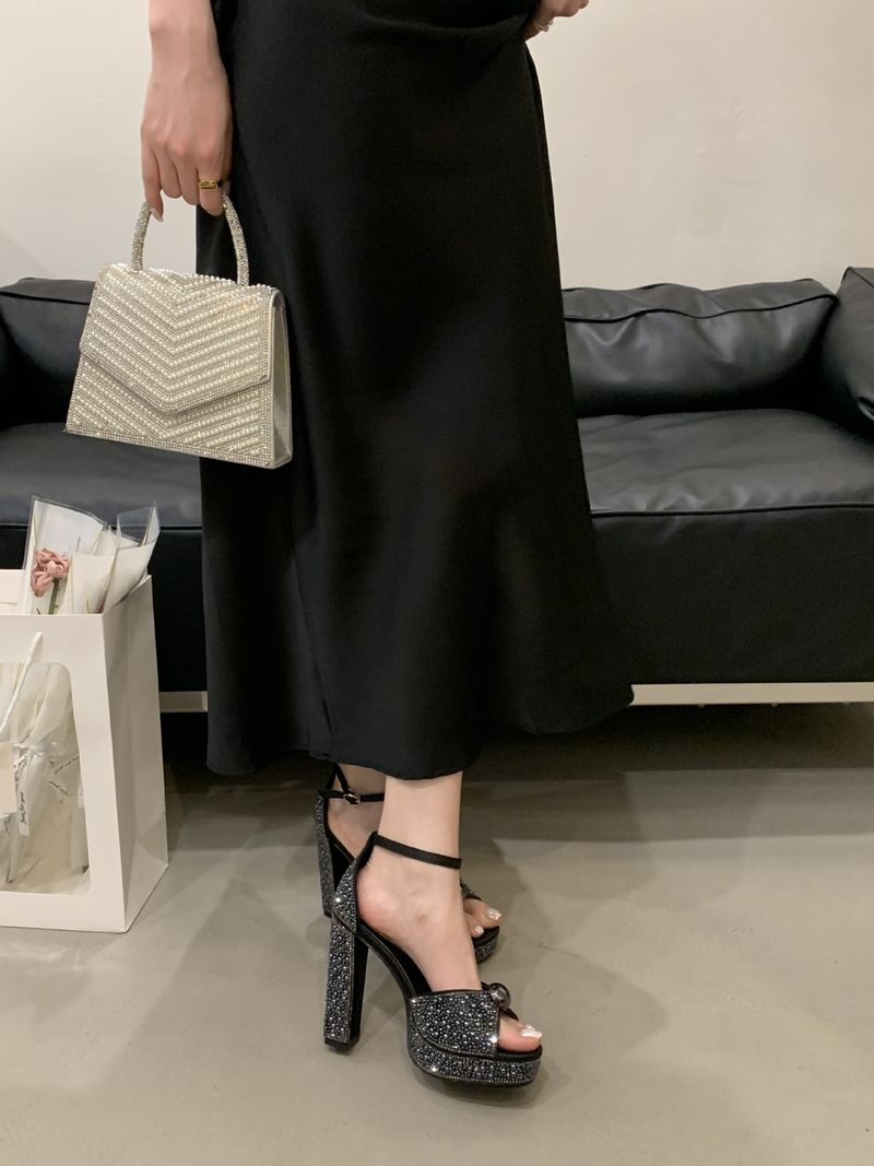 2025 Summer New Fashionable And Elegant Pearl Rhinestone High Heels_voghion.com