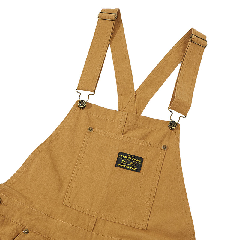 Men's overalls, suspenders, worker's pants May khaki jumpsuit_voghion.com