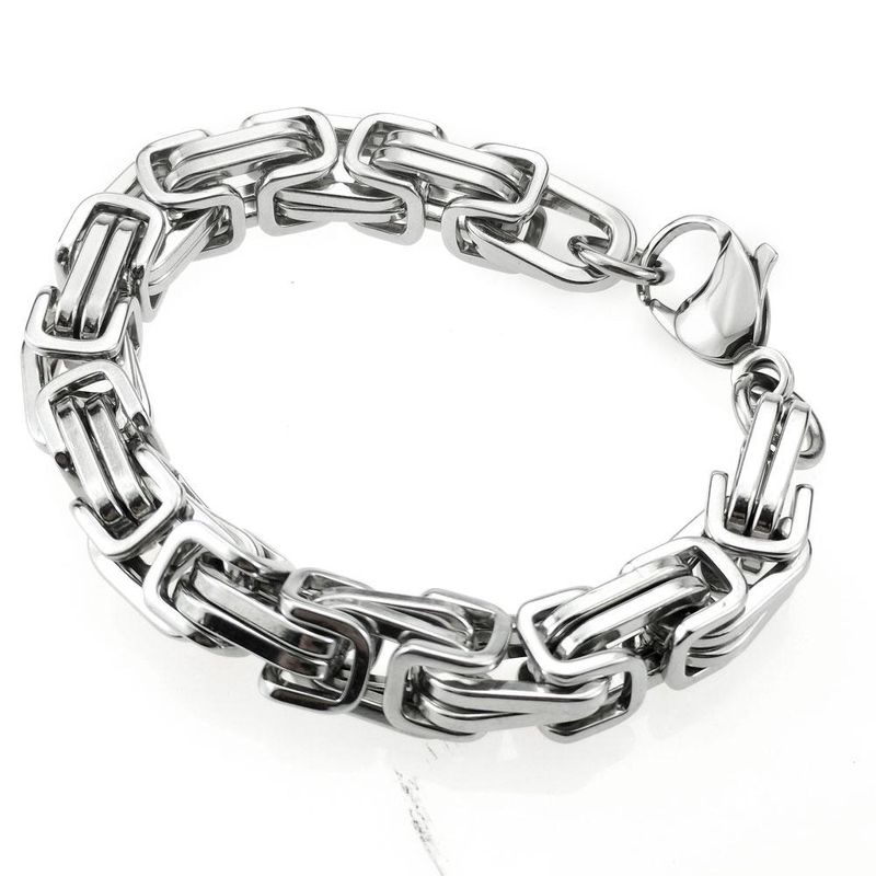 Bracciale da uomo in acciaio inossidabile con catena solida originale di colore da 10 mm di larghezza_voghion.com
