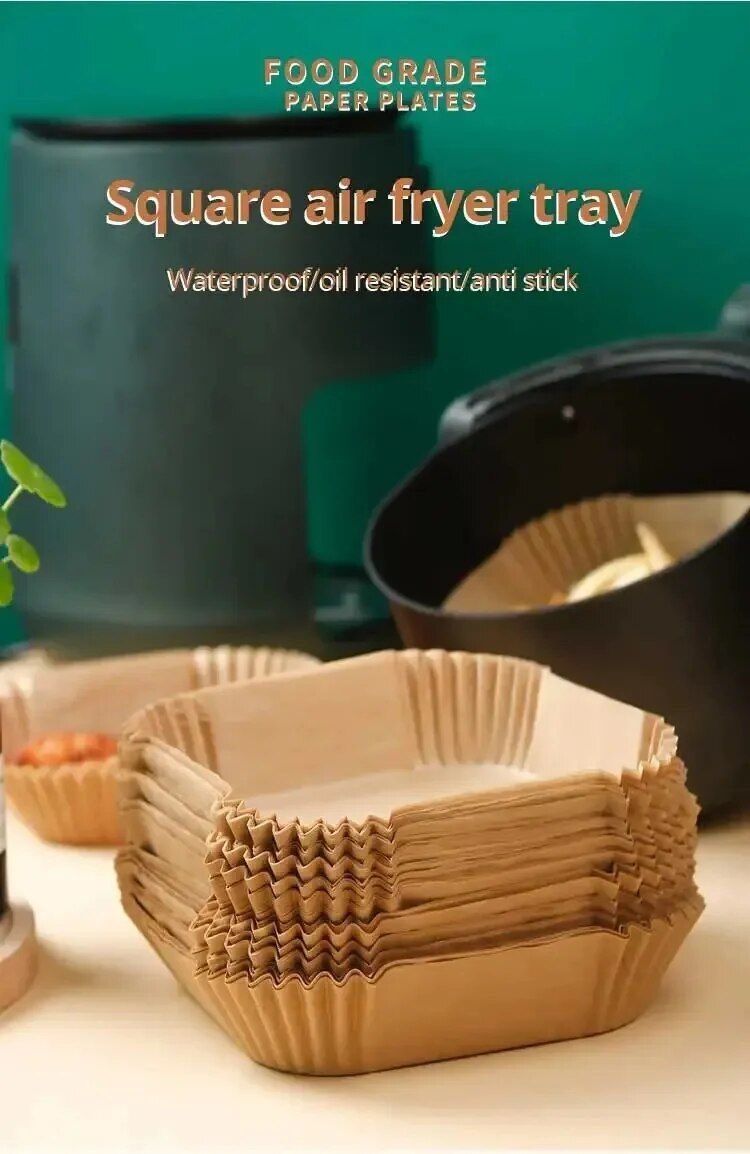 50Pcs Air Fryer Disposable Paper Non-Stick Airfryer Baking Papers Round Air-Fryer Paper Liners Paper Kitchen Accessories_voghion.com