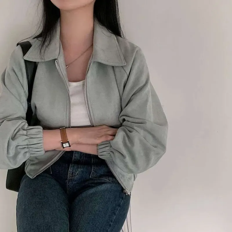 Cappotto corto a maniche lunghe, versatile, casual, ampio e alla moda, per donna, stile coreano chic, primavera e autunno_voghion.com