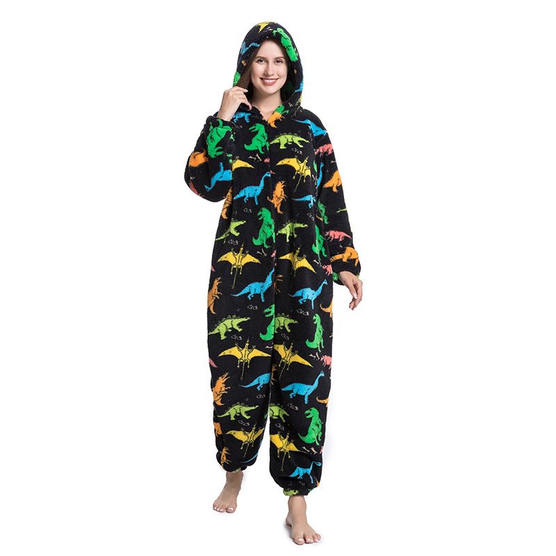 Cartoon Tier Pyjamas Niedlich Verdickt Unisex Paar Neue Flanell Homewear Einhorn Erwachsene Onesie_voghion.com
